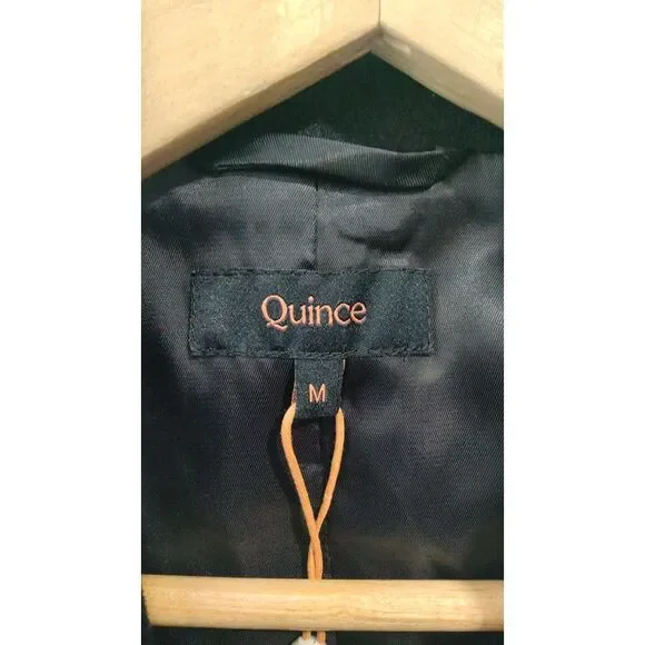 Quince Women Italian Wool Double-Breasted Coat Black Outerwear M - Picture 3 of 3